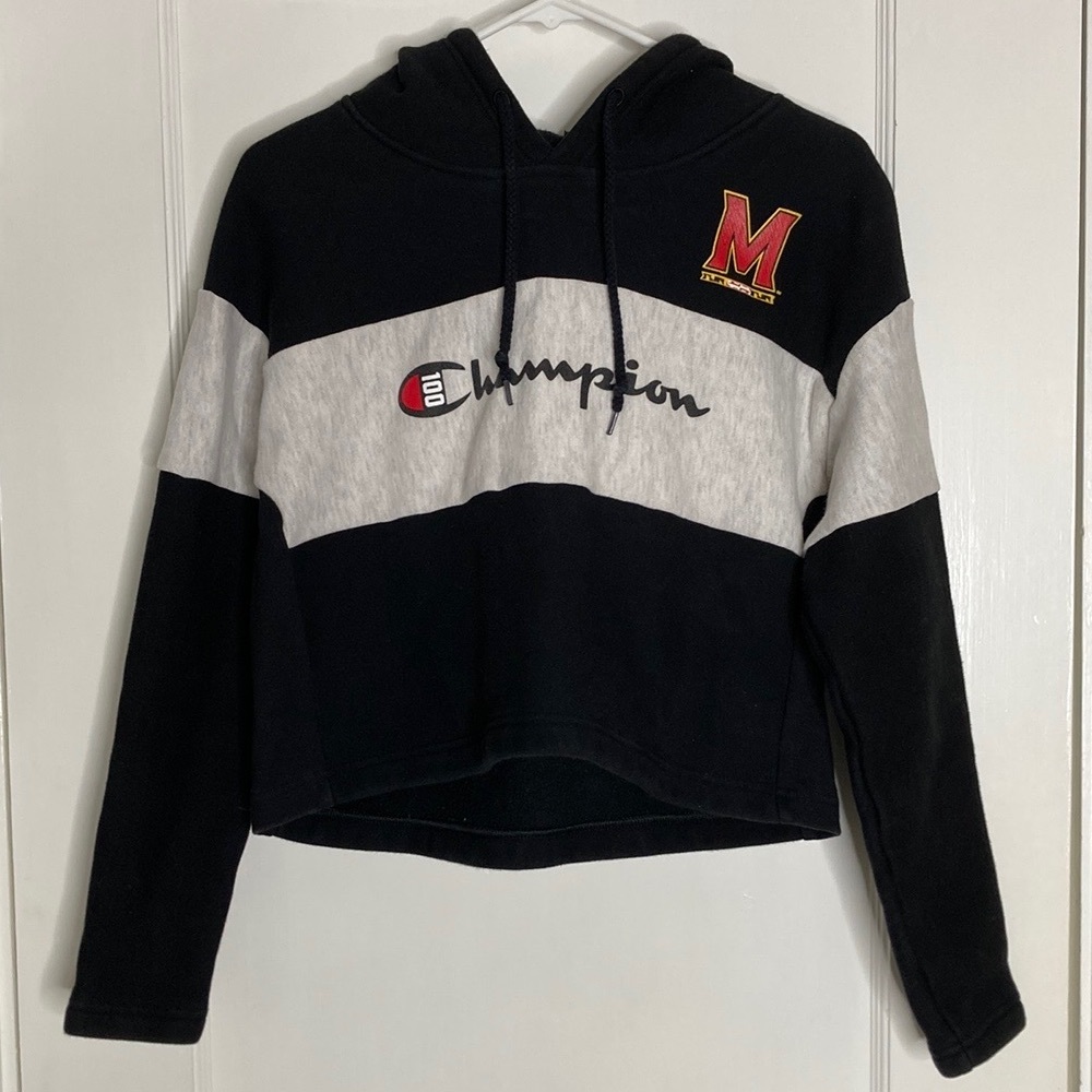 Champion Womens Cropped Hoodie Sweatshirt University of Maryland